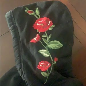 Hollister cropped hoodie with rose embroidery